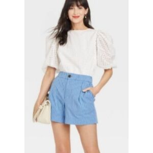 A New Day High Rise Striped Poplin shorts Blue Size XXL